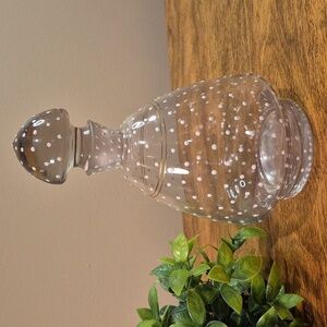 VINTAGE Unique Art Deco Clear Glass Polka Dot Decanter With Matching Stopper